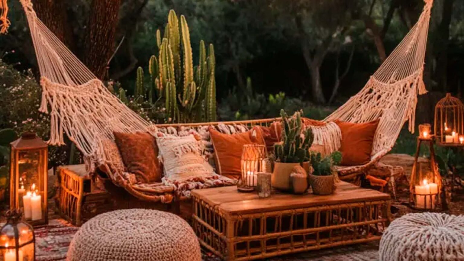 elementos em macrame em um casamento boho chic